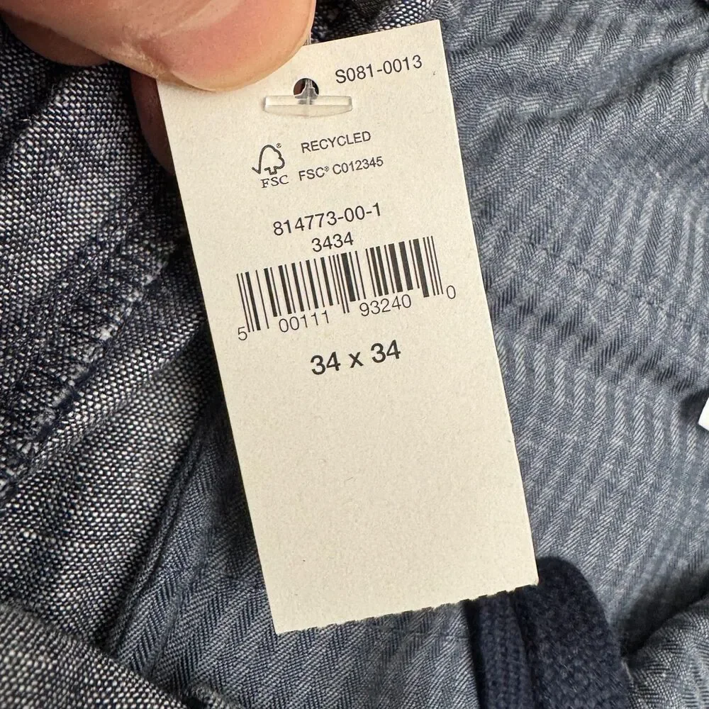 Banana Republic Grayson Linen Blend Pants Men 34x34 Navy Blue Slim Tapered NWT